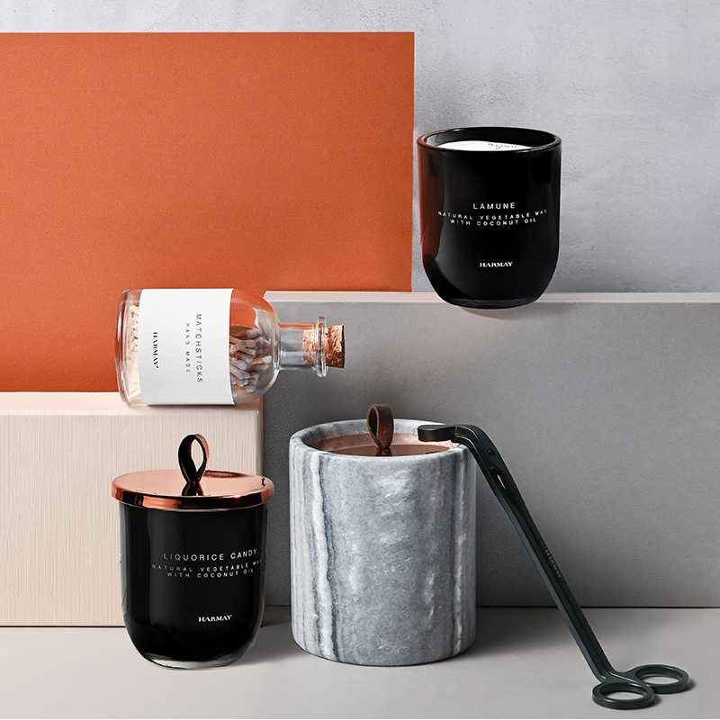 M&Scent Grossist Lyx Skräddarsydd Inredning Privat Label Svart Glas Kristall Doftande sojavaxljus