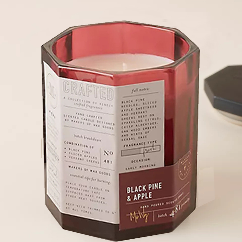 M&Scent Custom Luxury Trälock Bomull Wick Glaskärl Sojavaxblandning Höstligt tillverkad glasljus