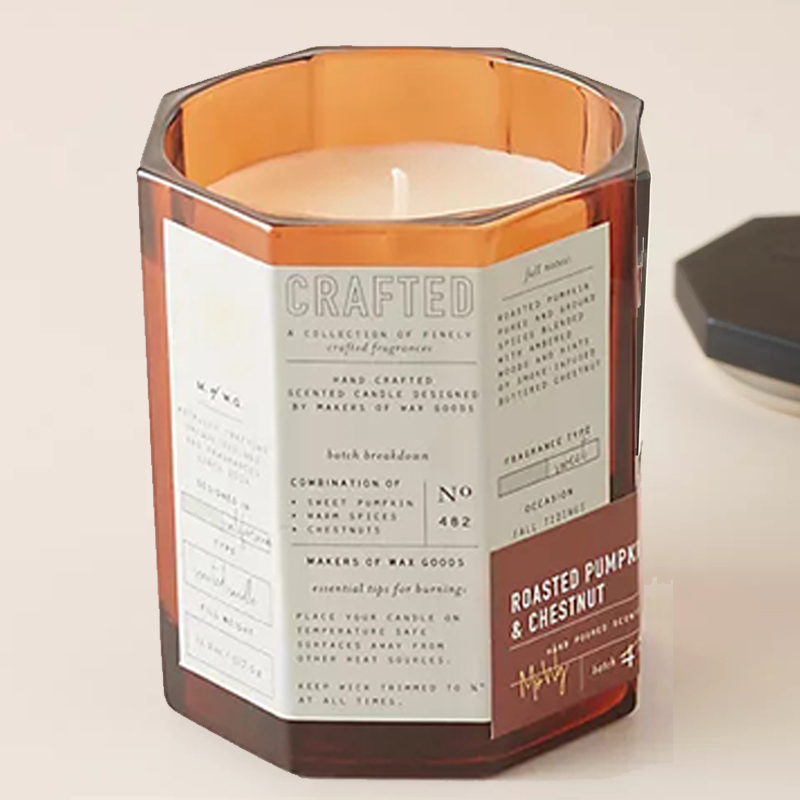 M&Scent Custom Luxury Trälock Bomull Wick Glaskärl Sojavaxblandning Höstligt tillverkad glasljus