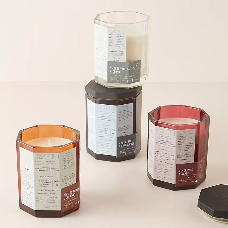 M&Scent Custom Luxury Trälock Bomull Wick Glaskärl Sojavaxblandning Höstligt tillverkad glasljus
