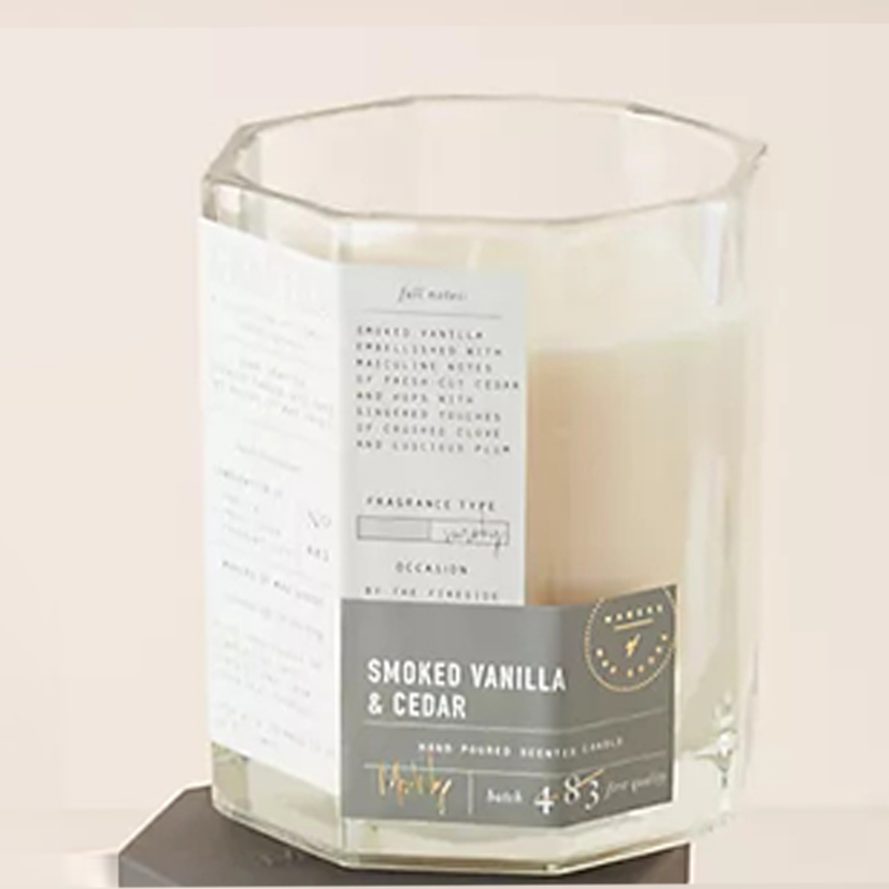 M&Scent Custom Luxury Trälock Bomull Wick Glaskärl Sojavaxblandning Höstligt tillverkad glasljus