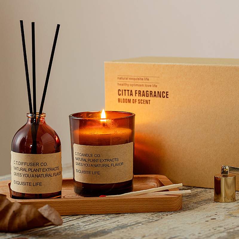 M&Scent lyxig inredning hem vass diffusor och doftljus set med box förpackning