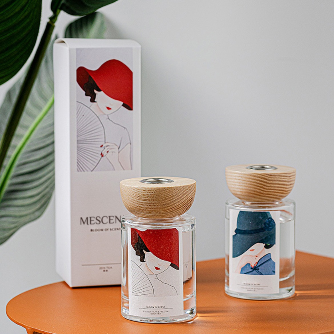 M&S cent partihandel privata etiketter glasflaska stick reed diffuser set med propp
