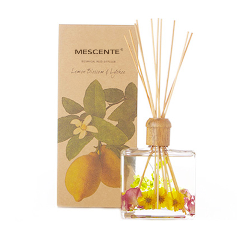 Grossist högkvalitativ lyx anpassad privat etikett blomma Sola Wood Aroma Reed Diffuser med låda