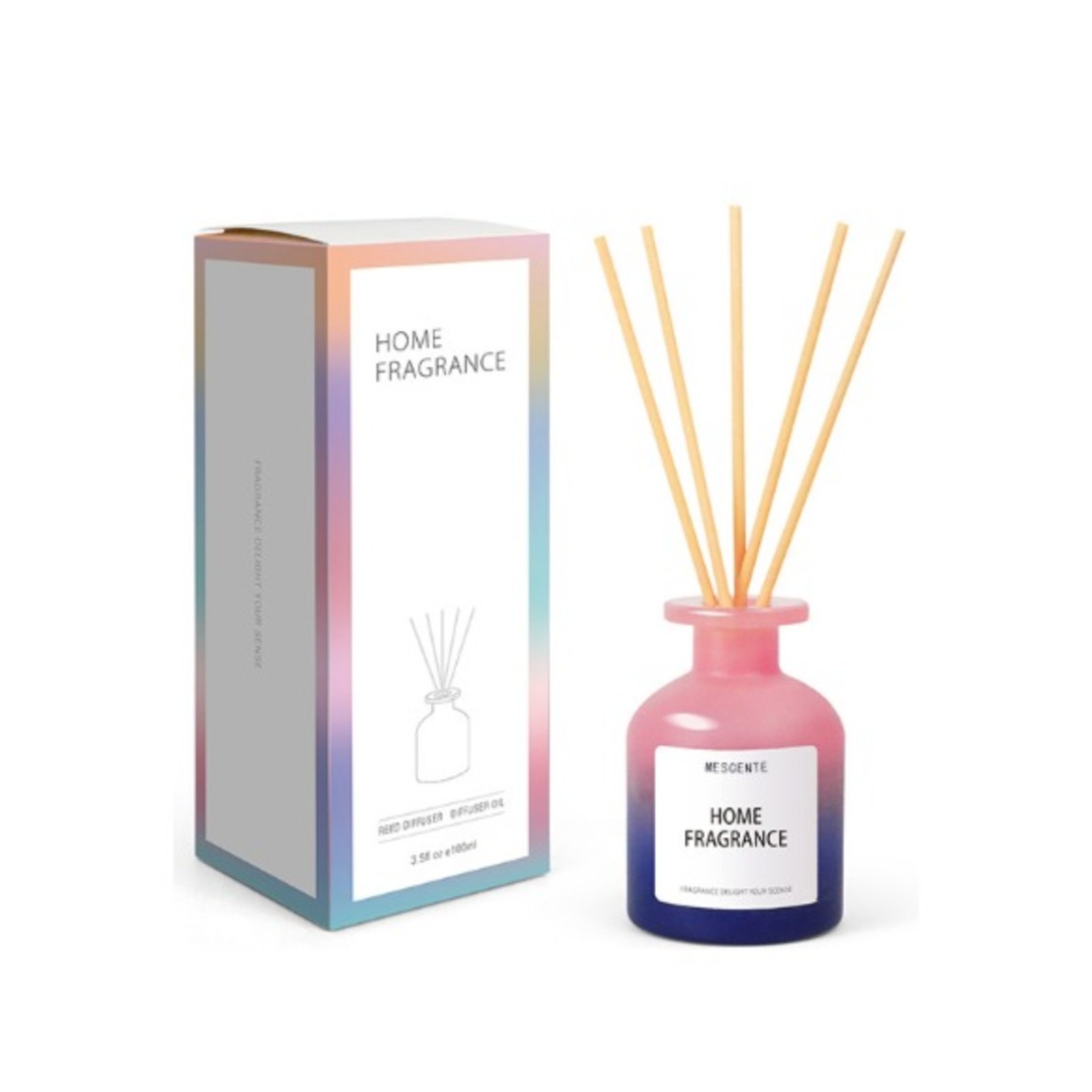 Partihandel Unik glasflaska Doft Blommor Reed Diffuser Oljepåfyllning med förpackningar Presentset