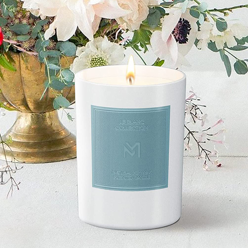 M&Scent grossist anpassad lyx svart glasburk jularomaterapi sojavaxljusset