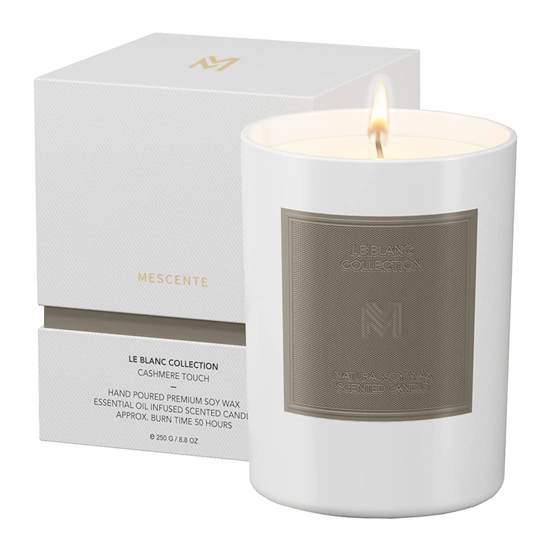 M&Scent grossist anpassad lyx svart glasburk jularomaterapi sojavaxljusset