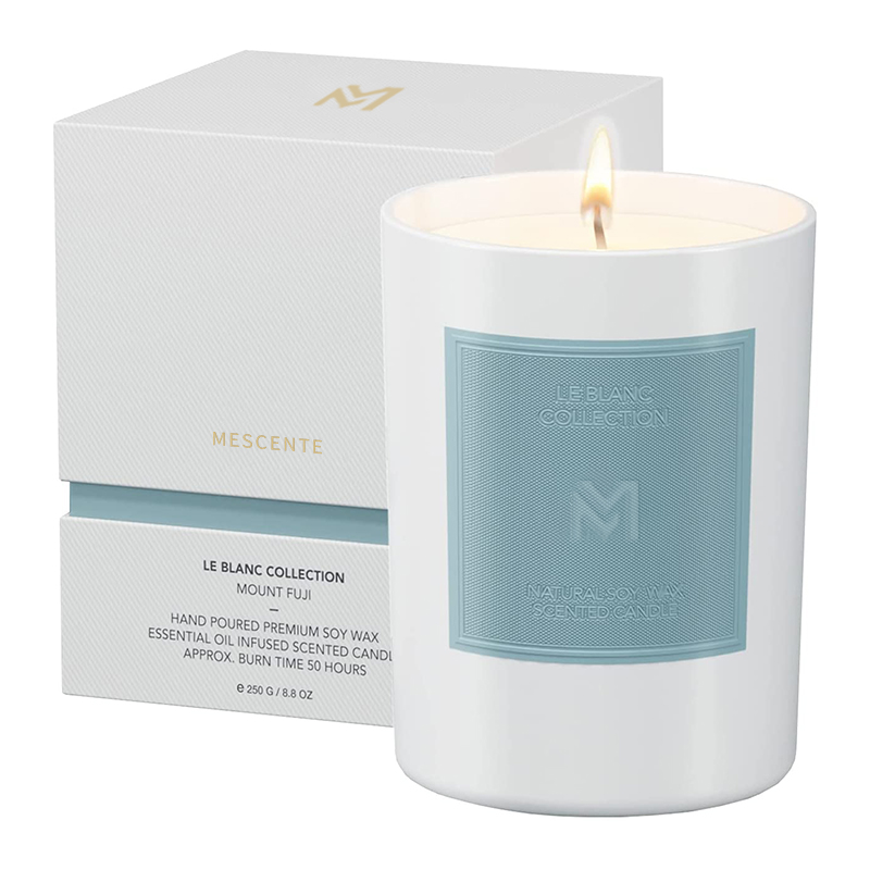 M&Scent grossist anpassad lyx svart glasburk jularomaterapi sojavaxljusset