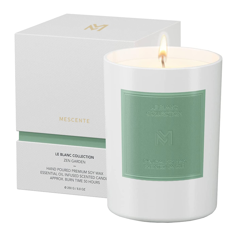 M&Scent grossist anpassad lyx svart glasburk jularomaterapi sojavaxljusset