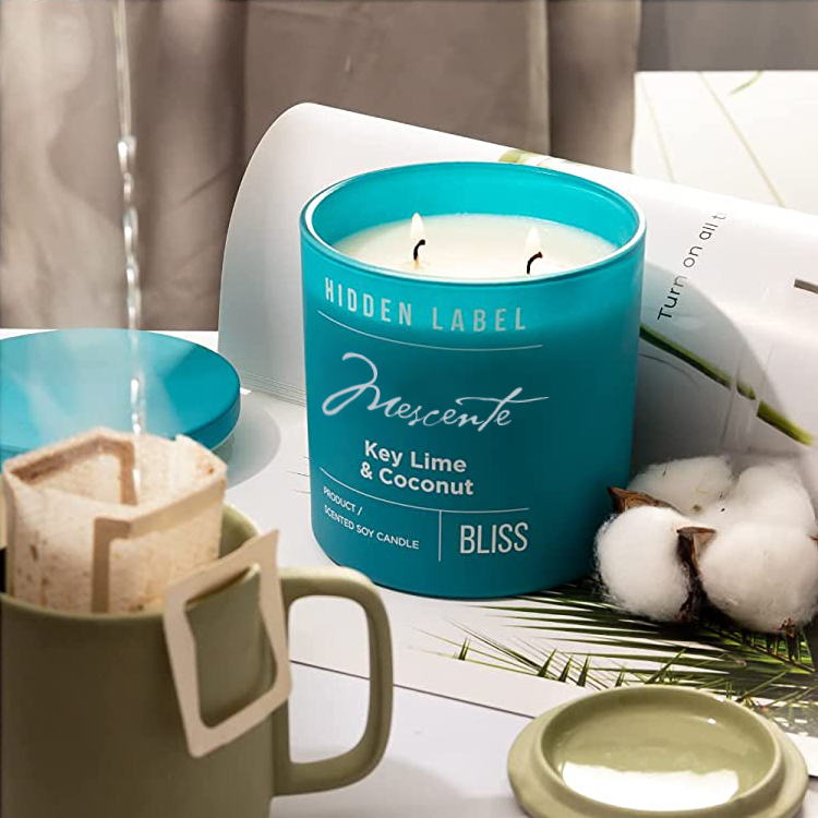 M&Scent Wholesale Luxury Private Label Svarta burkar Doftande sojavaxljus med kristaller