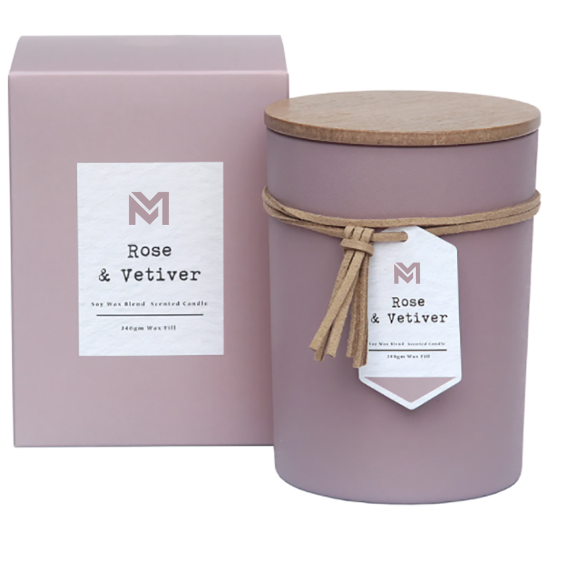 M&S doft Partihandel Private Label Trälock Aromaterapi Doft Sojavax Ljus Presentset i glasburk