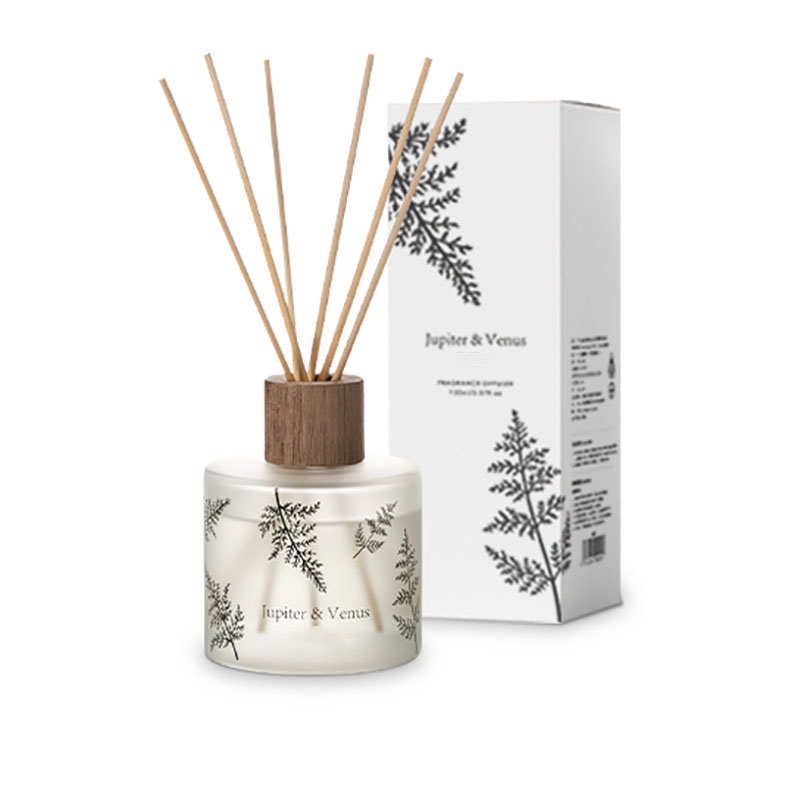 M&Scent Grossist Lyx Skräddarsydd Dekorativt Bärnstensglas Ingen Brand Unik Transparent Blommig Aroma Reed Diffuser