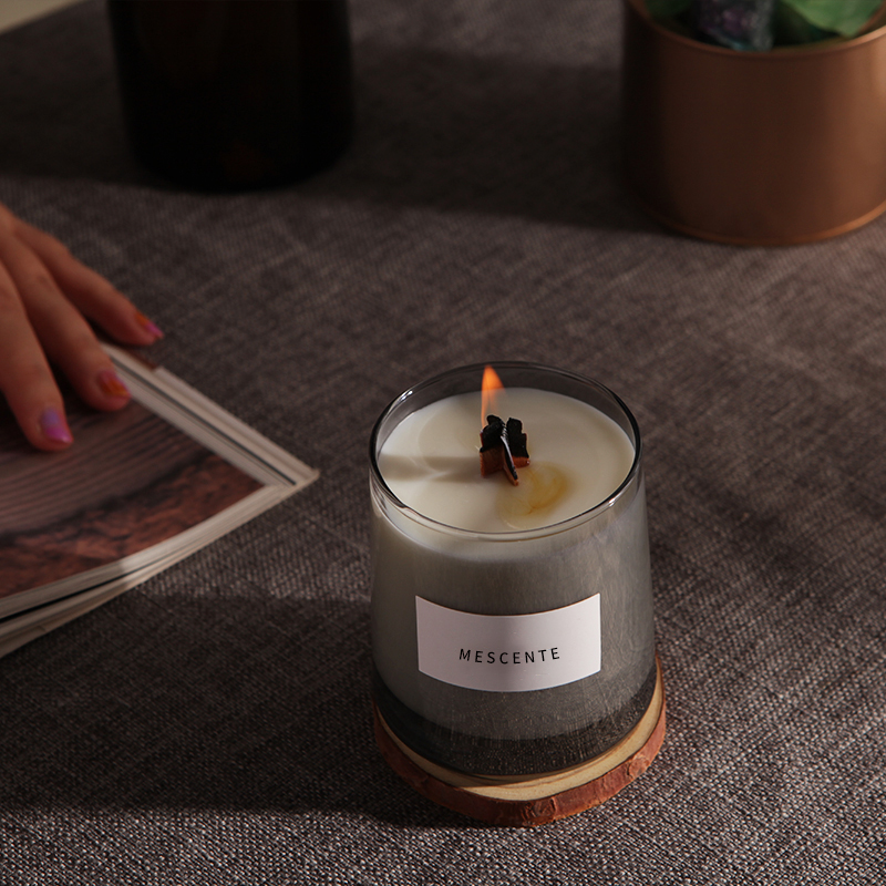 M&Scent lyxiga glasburkar kristall trävekar doftljus av sojavax, bröllopsljus
