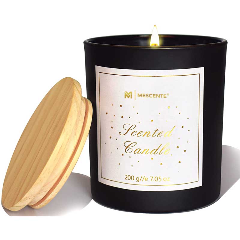 M&Scent Custom Logo Mini Rund Kristallglasflaska Stark Kaffe Soy Wax Doftljus med Box i Bulk
