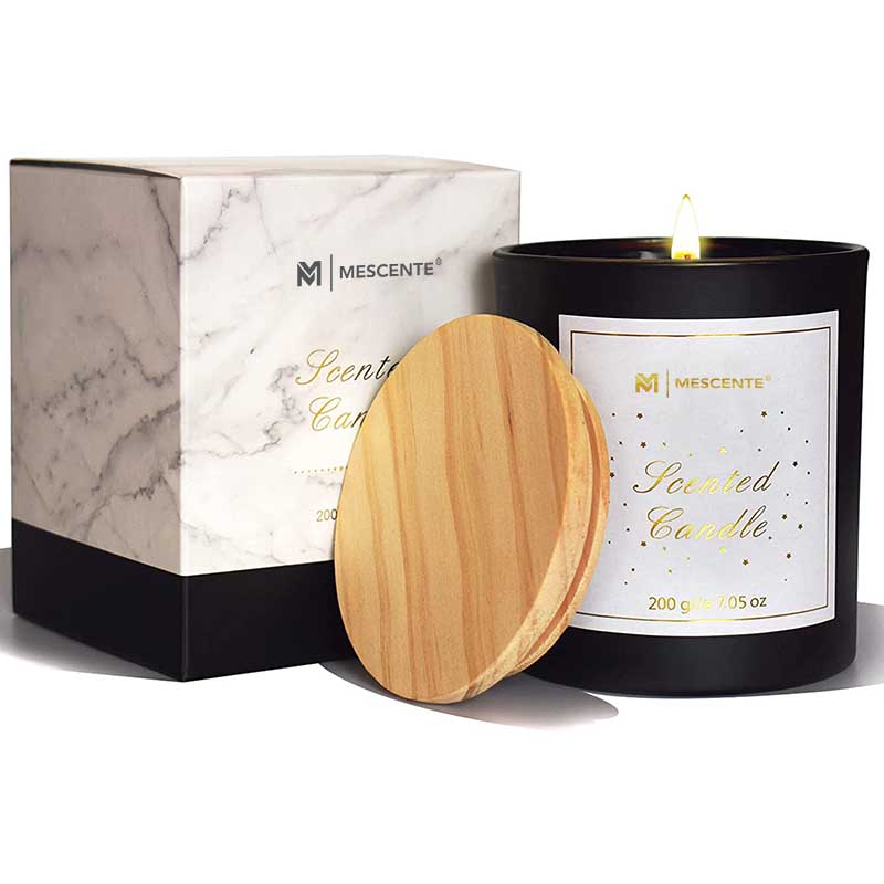 M&Scent Custom Logo Mini Rund Kristallglasflaska Stark Kaffe Soy Wax Doftljus med Box i Bulk