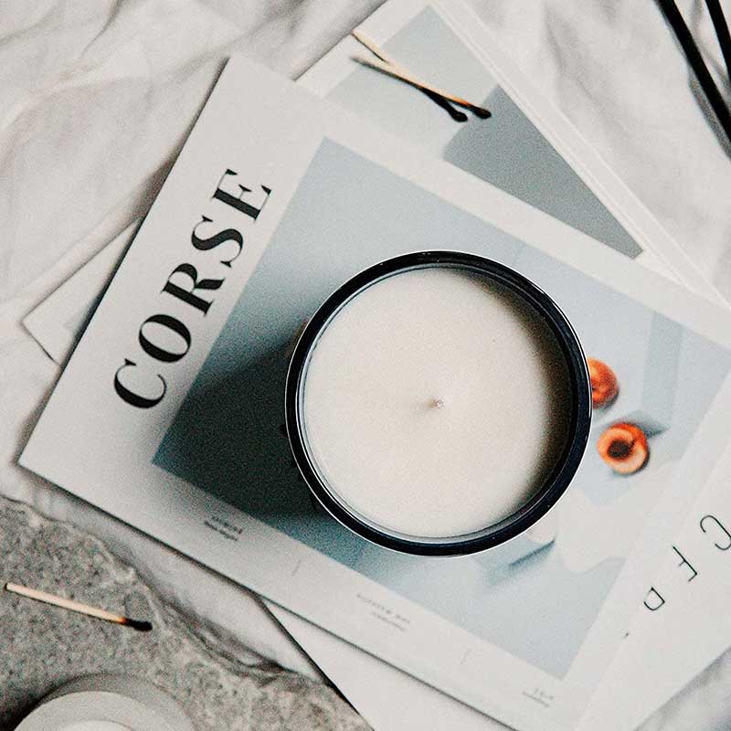 M&Scent Custom Logo Mini Rund Kristallglasflaska Stark Kaffe Soy Wax Doftljus med Box i Bulk