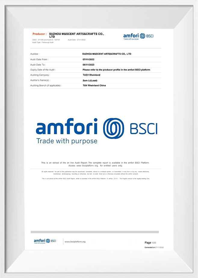 M&Scent BSCI sammanfattande revisionsrapport