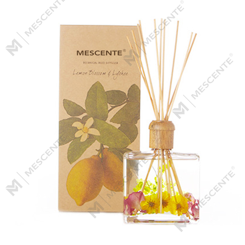 Grossist högkvalitativ lyx anpassad privat etikett blomma Sola Wood Aroma Reed Diffuser med låda