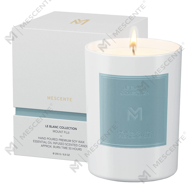 M&Scent grossist anpassad lyx svart glasburk jularomaterapi sojavaxljusset