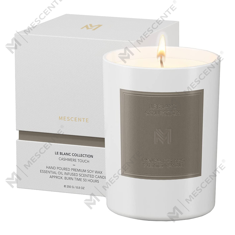 M&Scent grossist anpassad lyx svart glasburk jularomaterapi sojavaxljusset