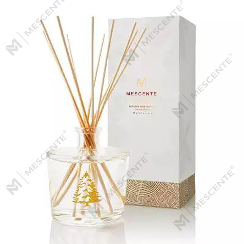 M&Scent Partihandel Lyxig glasflaska Stik Fiber Rund Träskruv Aroma Reed Diffuser Presentset