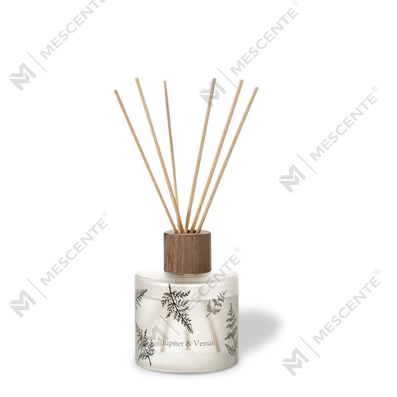 M&Scent Grossist Lyx Skräddarsydd Dekorativt Bärnstensglas Ingen Eld Unik Transparent Blommig Aroma Reed Diffuser