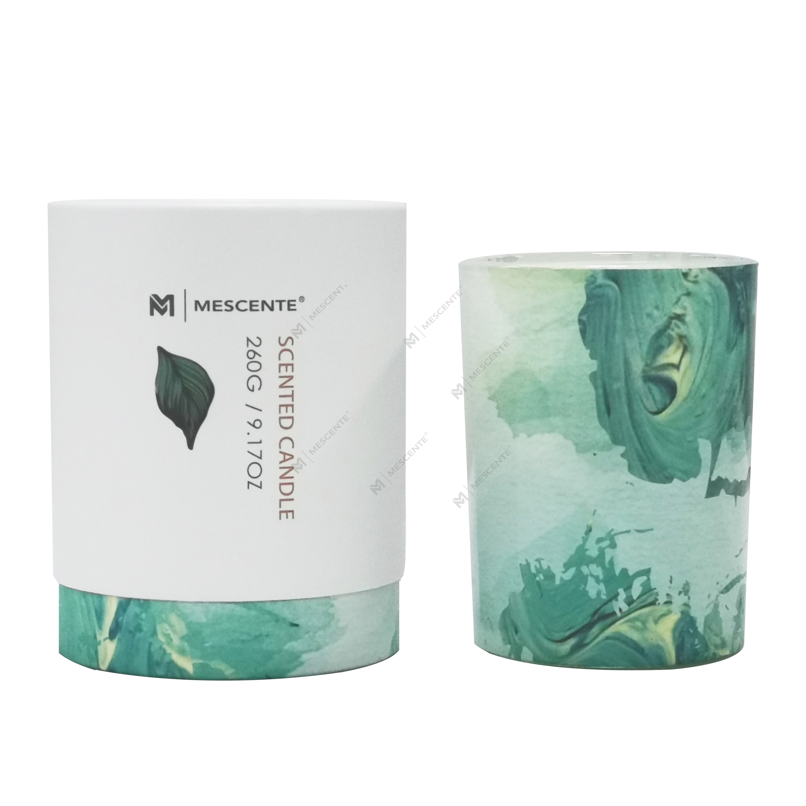 M&Scent grossist privat märke grön glasburk palmljus, andliga ljus