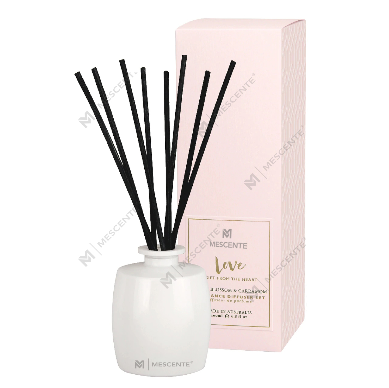 M&Scent Stor glasflaska Hem Essentials Aroma Reed Diffuser Presentset med rottingpinnar
