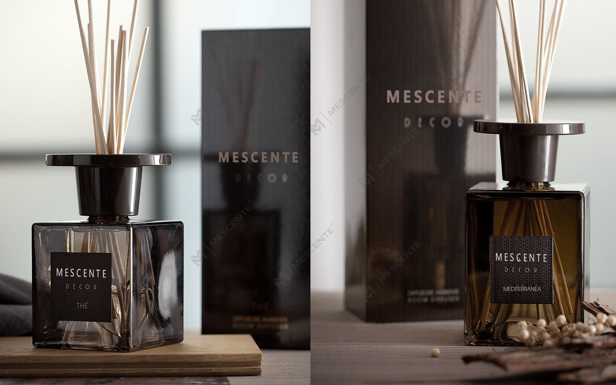 Mescente 2pk 120ml vit maskros reed diffusor set, private label reed diffuser set