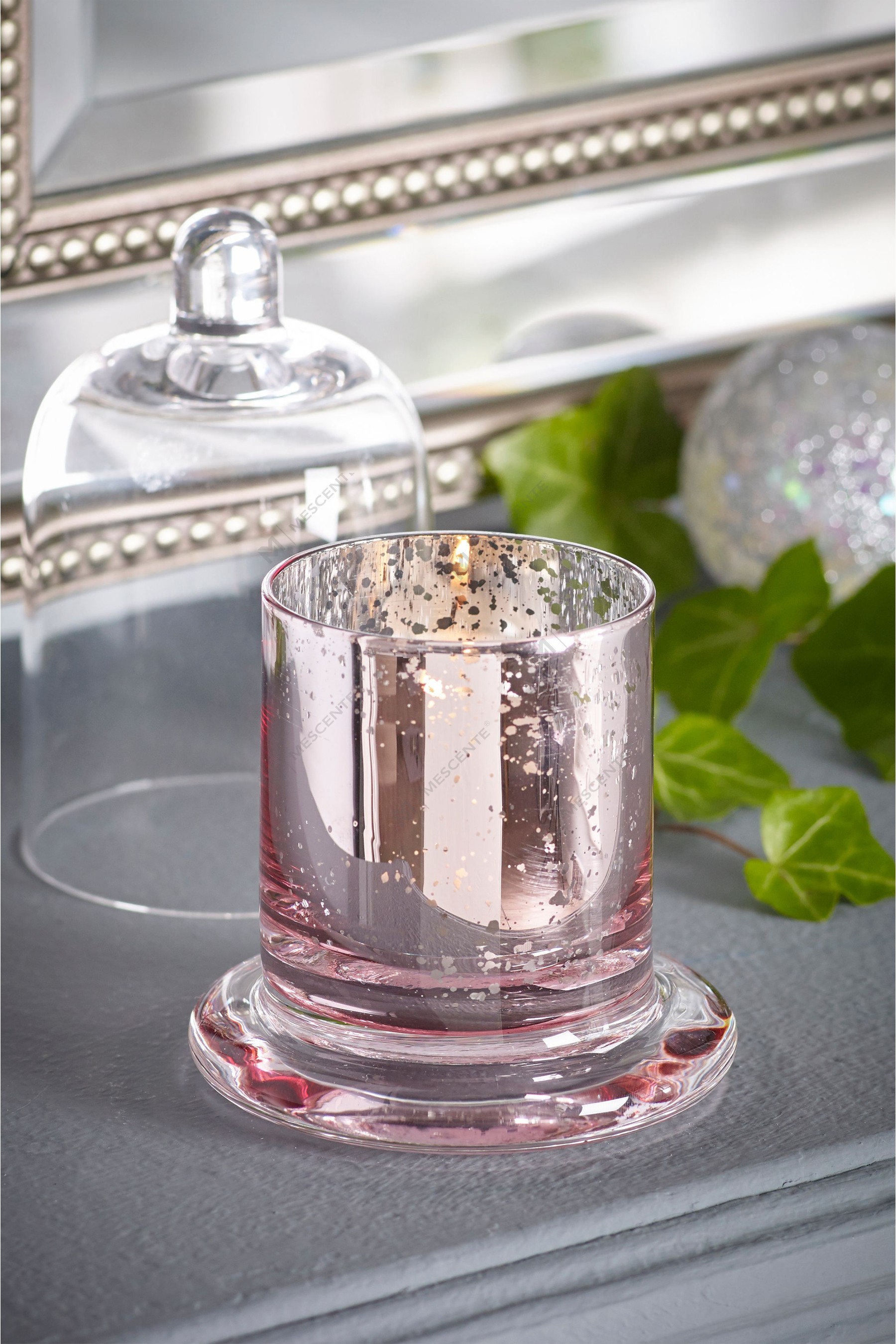 Mescente Luxury Silver Kupolformad lock Doftljusstake glaskupolburkar