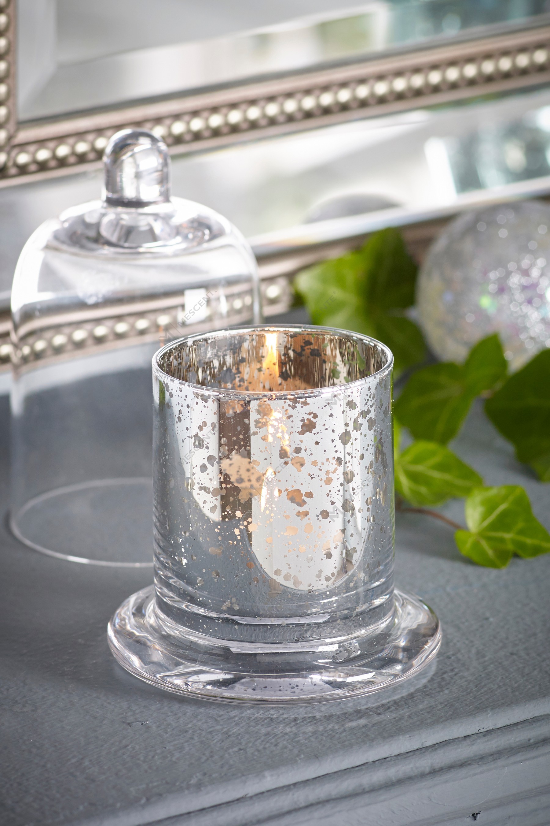 Mescente Luxury Silver Kupolformad lock Doftljusstake glaskupolburkar