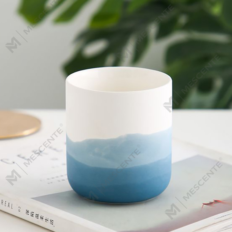 M&Scent Dekorativ Keramik Blå och Vit Vas avsmalnande värmeljusljushållare, lyktor och ljusburkar