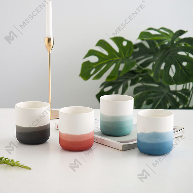 M&Scent Dekorativ Keramik Blå och Vit Vas avsmalnande värmeljusljushållare, lyktor och ljusburkar