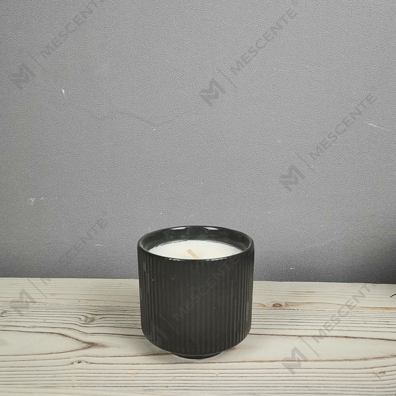 M&Scent Grossist Lyx Keramik Tom Fyrkantig Matt Svart Unika bärnstensljusburkar med trälock