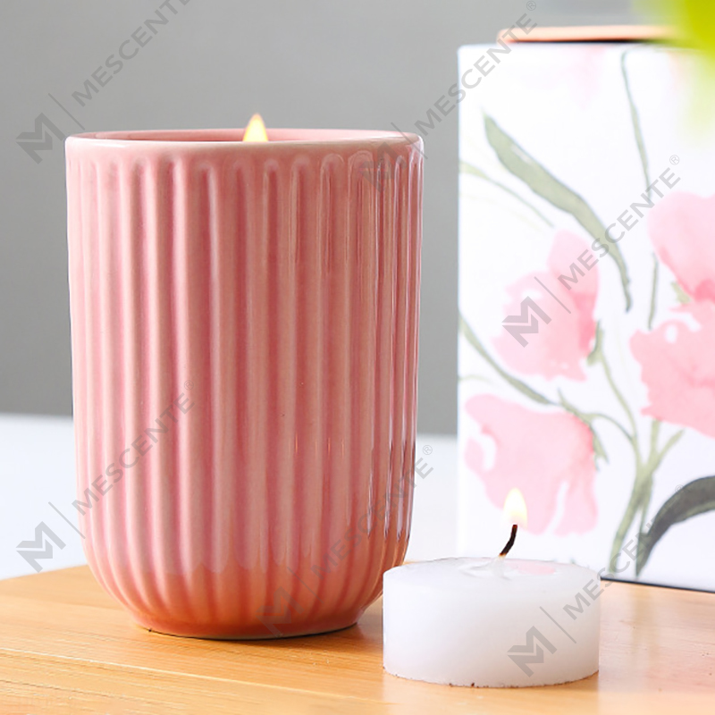 Grossist Lyx Skräddarsydd Private Label Färgad keramisk sojavax Woodwick doftljus i bulk
