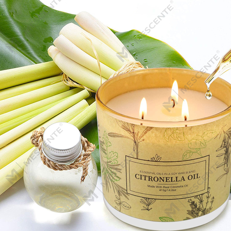 Långvarig 3 Wick Burk Doftande Aromaterapi Citronella Oil Ljus Set för Hemma Trädgård Uteplats Balkong