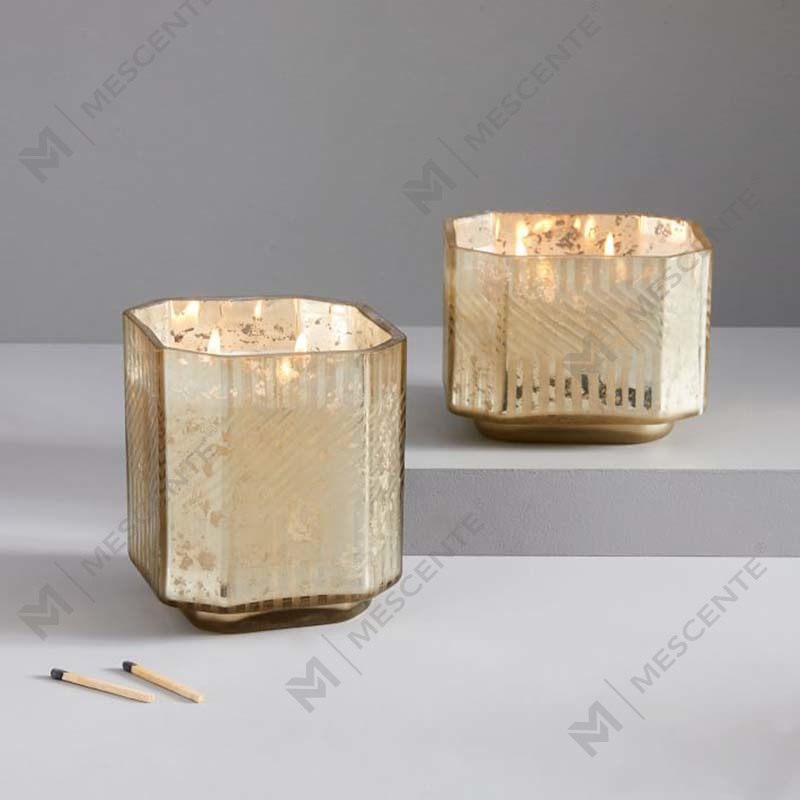 Partihandel anpassade billigt glas paraffinvax Religiösa Deco kvicksilver doftljus