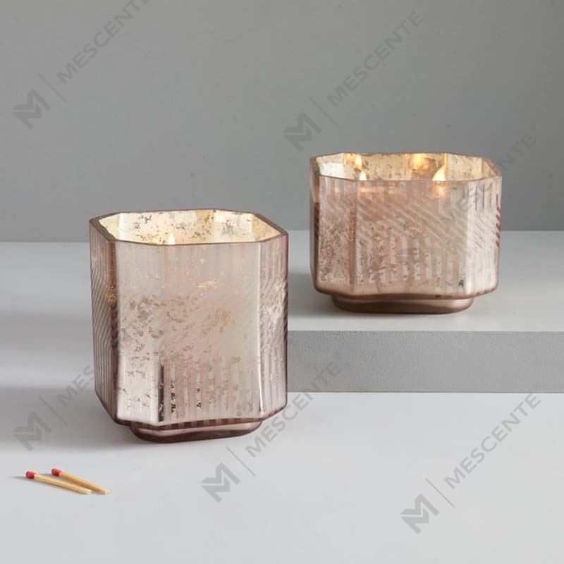 Partihandel anpassade billigt glas paraffinvax Religiösa Deco kvicksilver doftljus