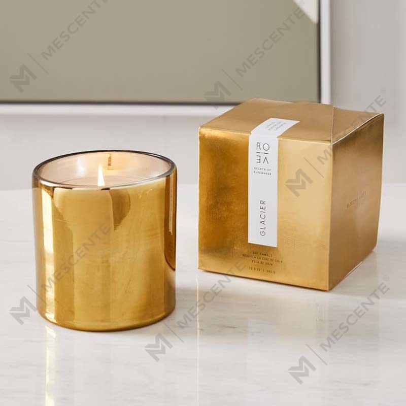 Amazon Luxury Custom Gold Print Logo Svart glasburk Doftande sojavax Ljusdekoration Presentset