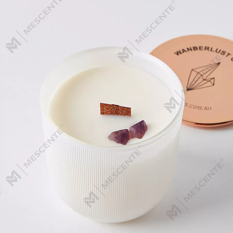 Grossistförsäljning Lyx Marmor Shiny Logo Kristallinfunderad Gem Chakra Aromaterapi Doftande sojavaxljus