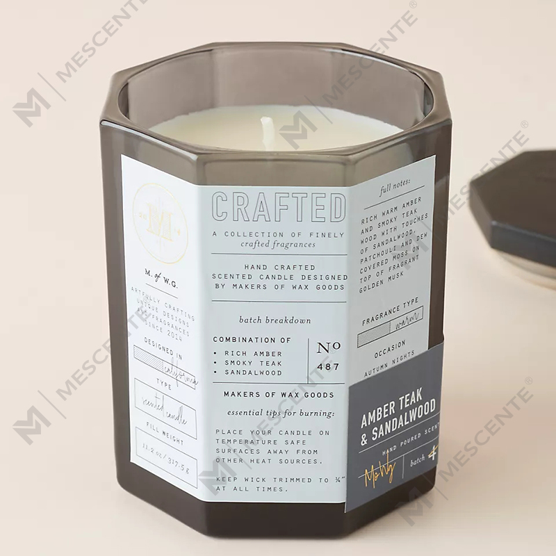 M&Scent Custom Luxury Trälock Bomullsveke Glaskärl Sojavaxblandning Hösttillverkat glasljus
